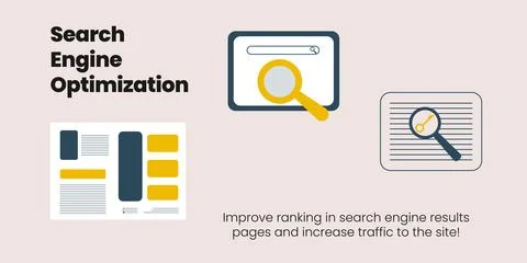 Search Engine Optimization Banner on Light Background. Stylish SEO Banner Stock Illustration