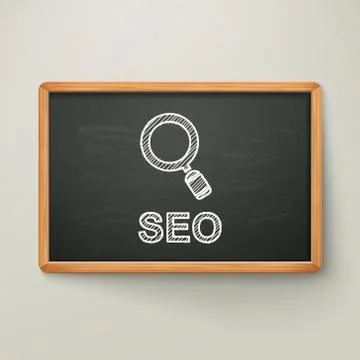 Search engine optimization on blackboard in wooden frame イラスト素材