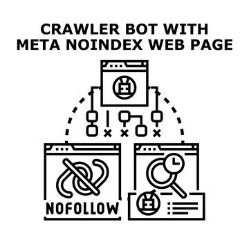 Search engine optimization bot crawling noindex web page 스톡 일러스트