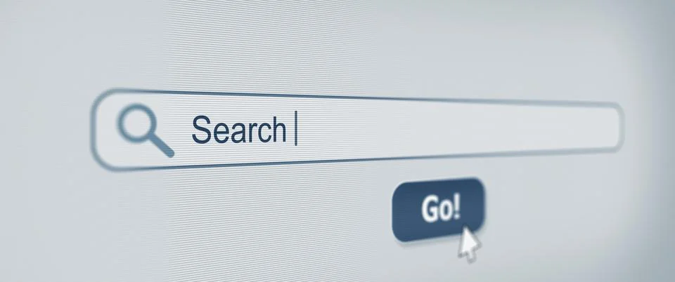 Search Engine Optimization on a computer screen with typed Keywords. Stock Illustration