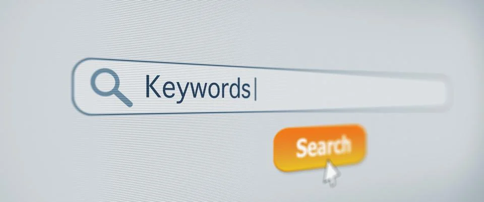 Search Engine Optimization on a computer screen with typed Keywords. Stock Photos