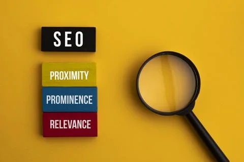 Search Engine Optimization concept. Blocks with words SEO, keyword, rank, i.. Stock Photos