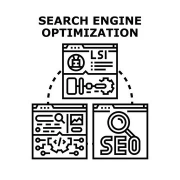Search engine optimization concept with connected web windows Stock Illustration