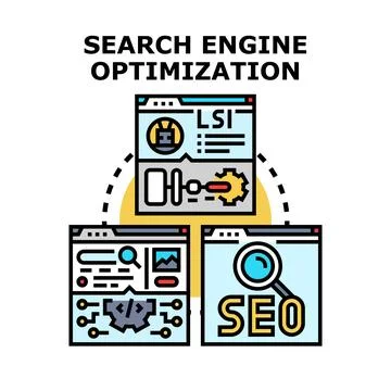 Search engine optimization concept with connected web windows Stock Illustration