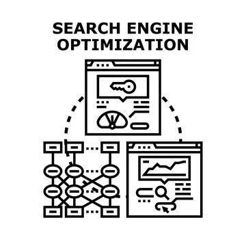 Search engine optimization concept developing online web visibility Illustrazione stock