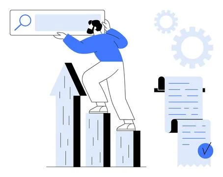 Search Engine Optimization Concept with Growth Chart and Achievement Document Stock Illustration