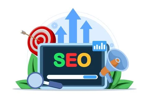 Search engine optimization concept, SEO growth, search engine optimization. Stock Illustration