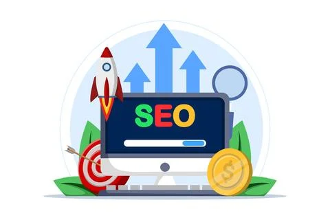 Search engine optimization concept, SEO growth, search engine optimization. Stock Illustration
