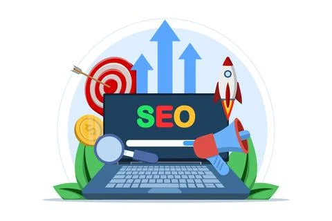 Search engine optimization concept, SEO growth, search engine optimization. 스톡 일러스트