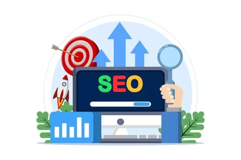 Search engine optimization concept, SEO growth, search engine optimization. Stock Illustration