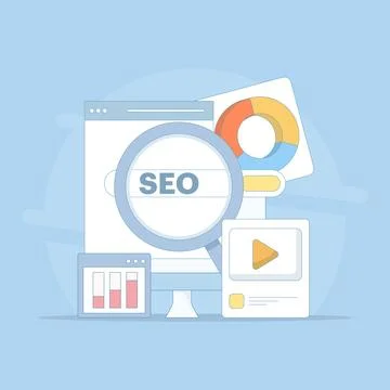 Search engine optimization concept, social media marketing. search marketing. イラスト素材