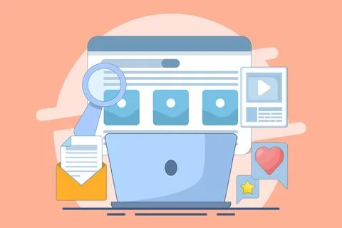 Search engine optimization concept, Website ranking in search engines, SERP, SEO Illustrazione stock