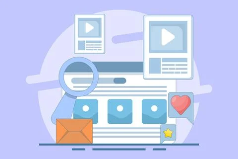 Search engine optimization concept, Website ranking in search engines, SERP, SEO Illustrazione stock