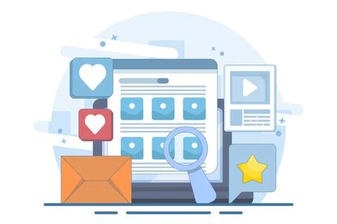 Search engine optimization concept, Website ranking in search engines, SERP, SEO Illustrazione stock