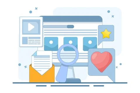 Search engine optimization concept, Website ranking in search engines, SERP, SEO Illustrazione stock