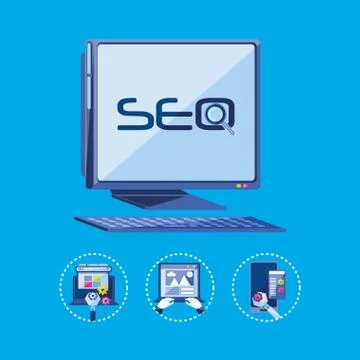 Search engine optimization with desktop Stockillustratie