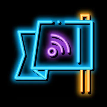 Search engine optimization destination flag neon glow icon illustration Illustrazione stock