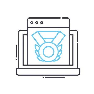 Search engine optimization excellence line icon, outline symbol, vector Illustrazione stock