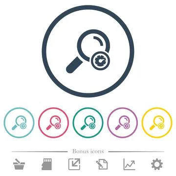 Search engine optimization flat color icons in round outlines Illustrazione stock