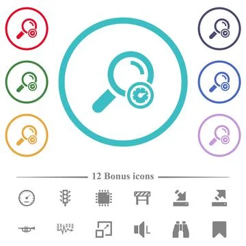 Search engine optimization flat color icons in circle shape outlines Illustrazione stock