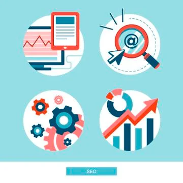 Search engine optimization flat design concept 스톡 일러스트