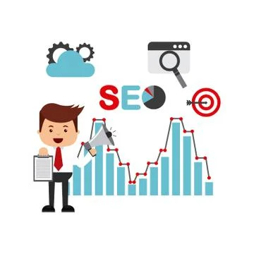 Search engine optimization flat icons Illustrazione stock