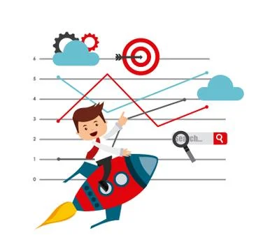 Search engine optimization flat icons Illustrazione stock