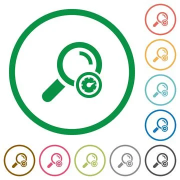 Search engine optimization flat icons with outlines Illustrazione stock