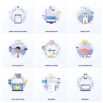 Search Engine Optimization Flat Illustrations Pack Stock Illustration