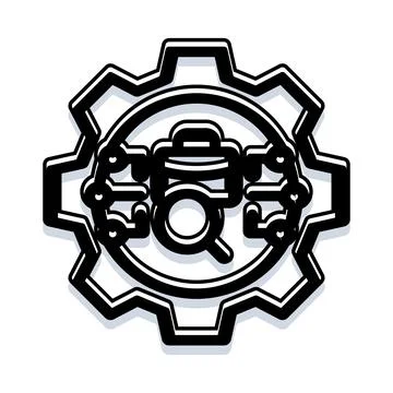 Search engine optimization gear icon analyzing data Stockillustratie