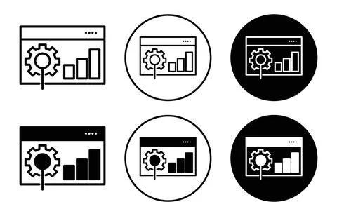 Search engine optimization icon collection of outline thin line symbol or sig Stock Illustration