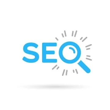Search Engine optimization Icon concept with SEO text magnifying glass Stock Illustration