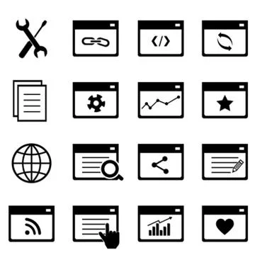 Search engine optimization icon set Illustrazione stock