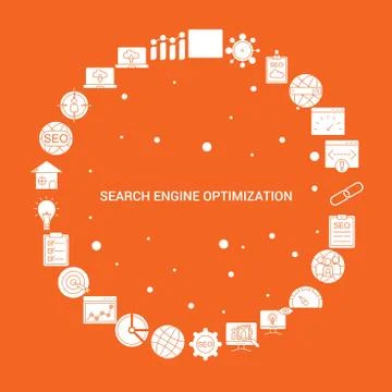 Search Engine Optimization Icon Set. Infographic Vector Template Illustrazione stock