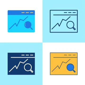 Search engine optimization icon set in flat and line style Stock Illustration