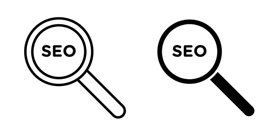 Search engine optimization icon vector concepts, line and silhouette style Stockillustratie