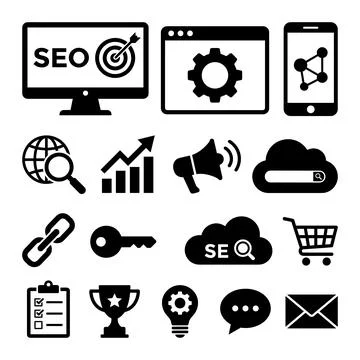 Search engine optimization icons collection for digital marketing, website .. Stock-Illustration