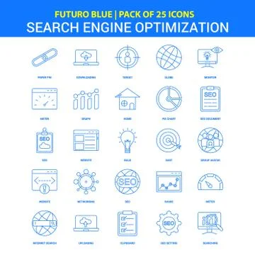 Search Engine Optimization Icons - Futuro Blue 25 Icon pack イラスト素材