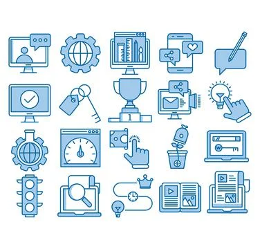 Search Engine Optimization icons, Simple Mono Line Pictogram Pack Stock Illustration