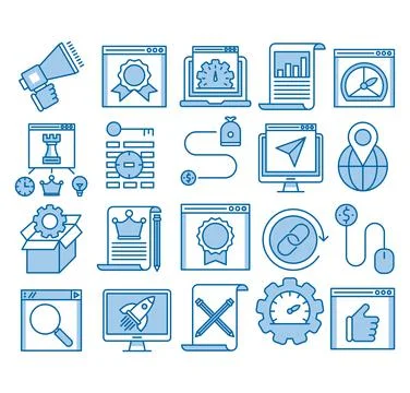 Search Engine Optimization icons, Simple Mono Line Pictogram Pack 스톡 일러스트