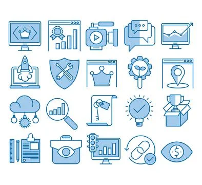 Search Engine Optimization icons, Simple Mono Line Pictogram Pack Stock Illustration