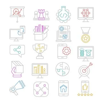 Search Engine Optimization icons, Simple Mono Line Pictogram Pack Stock Illustration