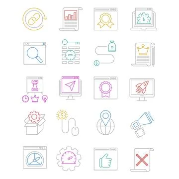 Search Engine Optimization icons, Simple Mono Line Pictogram Pack Illustrazione stock