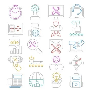 Search Engine Optimization icons, Simple Mono Line Pictogram Pack Stock Illustration