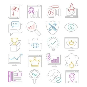 Search Engine Optimization icons, Simple Mono Line Pictogram Pack Stock Illustration