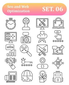 Search Engine Optimization icons, Simple Mono Line Pictogram Pack Stock Illustration