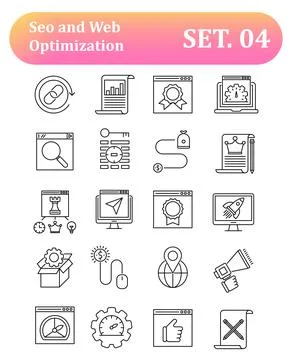 Search Engine Optimization icons, Simple Mono Line Pictogram Pack Illustrazione stock