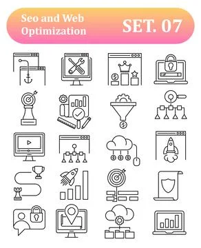 Search Engine Optimization icons, Simple Mono Line Pictogram Pack Illustrazione stock