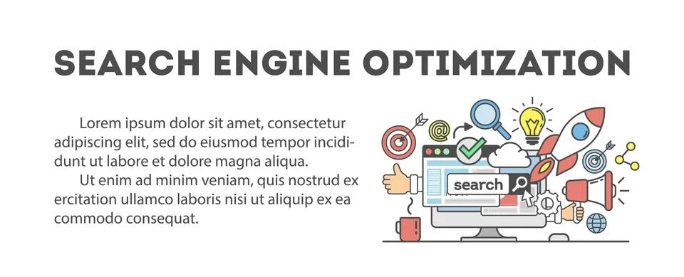 Search engine optimization. Illustrazione stock