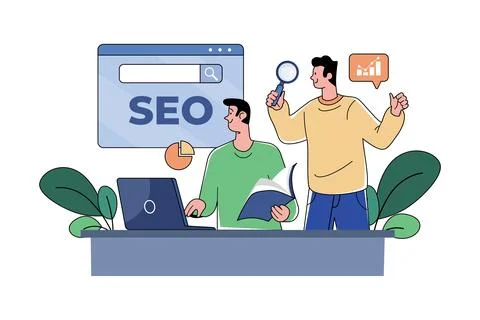 Search Engine Optimization Illustration concept on white background Illustrazione stock